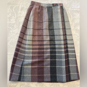 Vintage Plaid Wool Skirt - Clyde